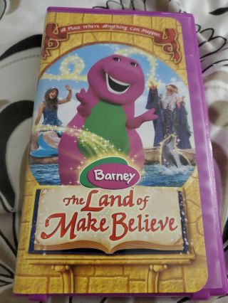 Barney The Land Of Make Believe,  Vhs,  Hard Purple Case,  White Cassette,  Rare