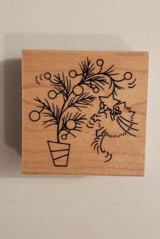 Stampendous Fluffles The Cat Fluffles Tree X - Tra Rare Retired Rubber Stamp