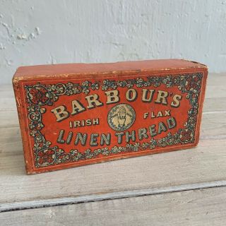 Barbours Irish Flax Linen Thread Cardboard Box Antique Vintage Decor Display