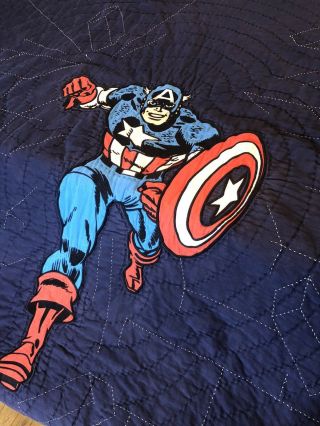 Pottery Barn Kids Marvel Comics Captain America Twin Size Quilt Hero Rare