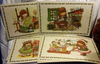 Vintage 1975 Cindy Plastic Placemats Cat Holiday Rare 11 Mats
