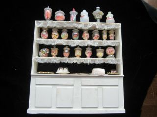 Vtg.  Dollhouse Mini Bakery Candy Display Shelf,  Cabinet Shop Counter.  1:12 Scale