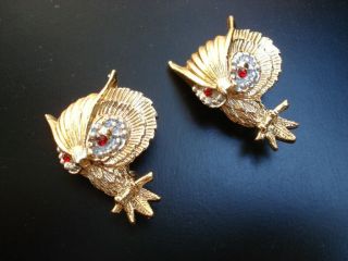 Set Of 2 Vintage Gold Owl Brooch Pins Owls Brooches Pin Antique Jewelry