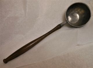 Good Antique Pewter Dipper With Turned Wood Handle