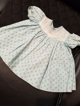 Blue Flower Print Factory Dress For 15 " Effanbee Dydee Baby Doll Vtg