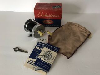 Vintage Shakespeare Wondereel 1920 Fishing Reel Model Ge Box,  Paperwork & Wrench