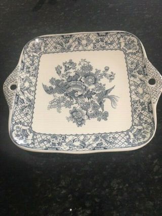 Rare Vintage Masons England Ironstone Stratford Blue&white Square Handled Plate