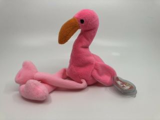 Ty Beanie Baby Pinky The Flamingo 1995 Pvc Pellets Tag Error Rare Retired