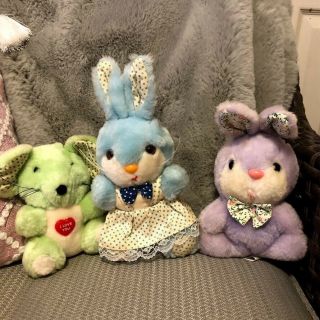 Vintage Dan Dee Bunny Rabbit Plush Easter Valentines Mouse Kitschy Cute Dress 2