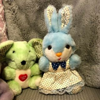 Vintage Dan Dee Bunny Rabbit Plush Easter Valentines Mouse Kitschy Cute Dress 3