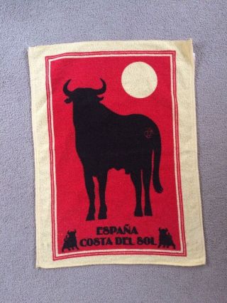 Costa Del Sol Spain Espana Vintage Rare Bull Bulls Bullfighting Towel