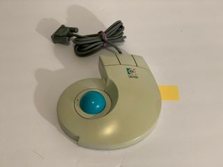 Vintage 1991 Logitech Trackman Stationary Mouse T - Cc2 - 9f Wired Serial Rare