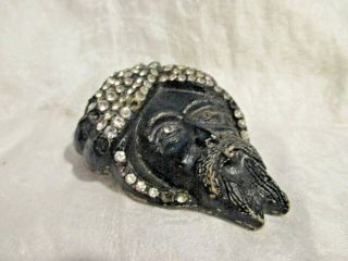 Very Large Antique Man In Turban Pin With Rhinestones