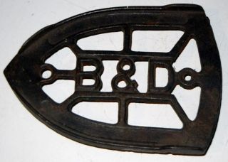 Antique Cast Iron B & D Sad Iron Trivet