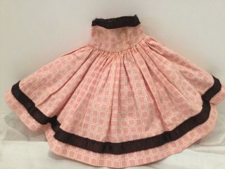Vintage Vogue Ginny Doll Pink Dress Cotton Print Brown Trim Tag Label