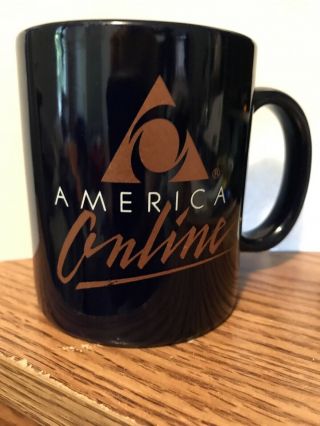 Vtg America Online Coffee Cup Mug Tech Computer Rare Aol Internet Old Logo Geek