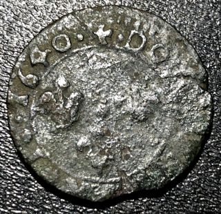 1640 France Double Tournois King Louis Xiii Rare Medieval French Copper Coin 11