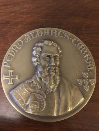 Rare Antique Bronze Medal Of Portuguese Navigator Pedro Alvares Cabral