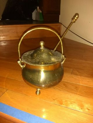 Antique Vintage Brass Three Legged Fire Starter Smudge Pot W/ Pumice Stick