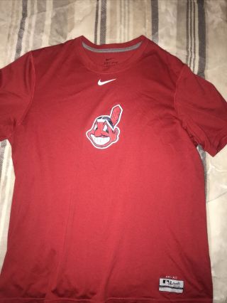 Cleveland Indians Chief Wahoo T Shirt Nike Dri - Fit Authentic Men’ Large Rare Red
