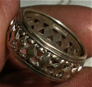 Antique C.  1920 Art Nouveau Sterling Silver Wedding Band Ring Great Design Vafo