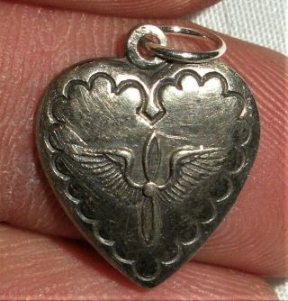 Antique C.  1940 World War 2 Ww2 Us Army Airforce Heart Sterling Silver Charm Vafo