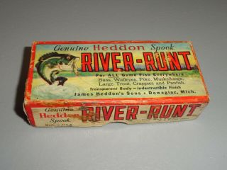 Vintage Fishing Lure Box Only Heddon River Runt Spook Sinker Red Head Finish