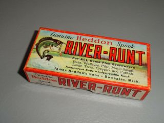 Vintage Fishing Lure Box Only Heddon River Runt Spook Sinker Shad Scale Finish