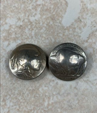 Antique Sterling Silver 5 Cents Buttons Set Of 2 Year 1935