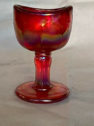 Rare Vintage Pearlized Red/amberina Glass Pedestal Eye Wash Cup - Unmarked
