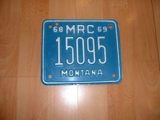 Vintage 1968 1969 Montana Motorcycle License Plate Tag Rare