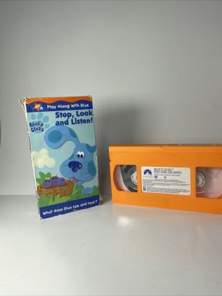 Blues Clues - Stop,  Look And Listen (vhs,  2000) Rare Kids Vintage Media Tape