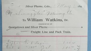 1897 Silver Plume Colorado W.  Watkins Georgetown & Silver Plume Freight Lines