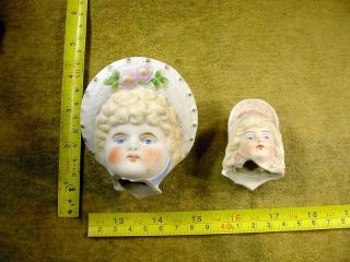 2 X Excavated Painted Vintage Victorian China Doll Head Hertwig Age 1860 13333