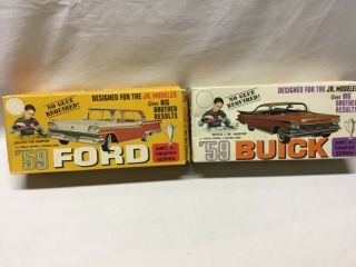 Vintage Amt Jr.  Kits 1/25 Scale ‘59 Buick & ‘59 Ford Trophy Series