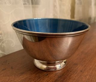 Vintage 5 " Towle Ep 5001 Silver Plated Bowl With Blue Enamel Interior