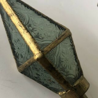 Antique Vintage Style Cast Brass Wall Hook Coat Hat Rack Plastic Glass Diamond 2