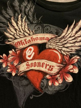 Womens Ou University Of Oklahoma Sooners Boomer Sooner Shirt M Heart Wings Rare