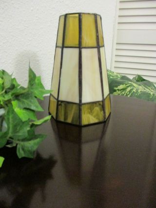 Stunning Rare 6 " Mission Style Stained Glass Lamp Shades Cream Butter