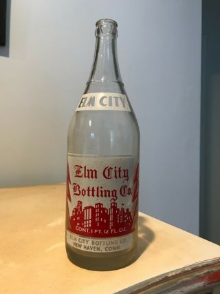 Vintage Acl 1950s Elm City Bottling Co.  Haven,  Ct,  Antique Glass,  Bottle