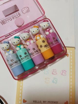Vintage hello Kitty 2002 Self Inking Stamp Set - EXTREMELY RARE - 2
