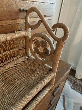 Vintage Wicker Rattan Chair Bench Doll Plant Stand Boho Wall Decor