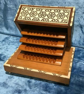 RARE Wooden Music Cigarette Box w inlay Italy 1940 ' s PLAYS 