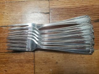 6 Antique Vintage Collectable Wm.  A.  Rogers Hotel Silver Plated Forks 6.  75 "