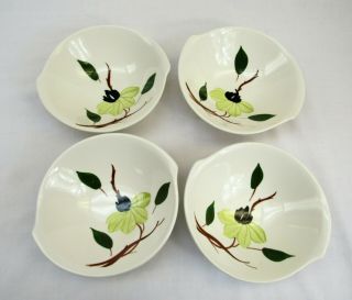 4 Blue Ridge Southern Potteries Cereal Bowls 6 1/2 " Rare Yellow Green Flower