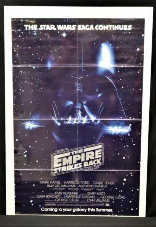 Rare 1980 Star Wars Empire Strikes Back Advance One Sheet Movie Poster Vader
