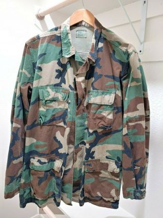 Rare Med Extra - Long Us Army Military Issued Hot Weather Woodland Camo Bdu Jacket