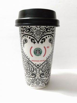 Starbucks Jonathan Adler Red 12 Oz Coffee Tumbler Travel Mug Cup 2010 Rare Euc