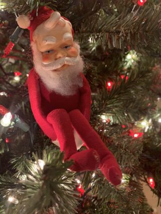 Vintage Large Santa Claus Knee Hugger Red Christmas Elf Ornament Japan 10 