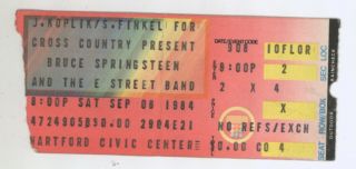 Rare Bruce Springsteen 9/8/84 Hartford Ct Civic Center Ticket Stub